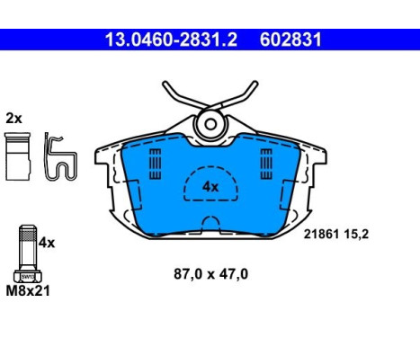 Kit de plaquettes de frein, frein à disque 13.0460-2831.2 ATE, Image 2