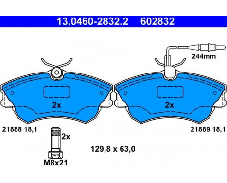 Kit de plaquettes de frein, frein à disque 13.0460-2832.2 ATE