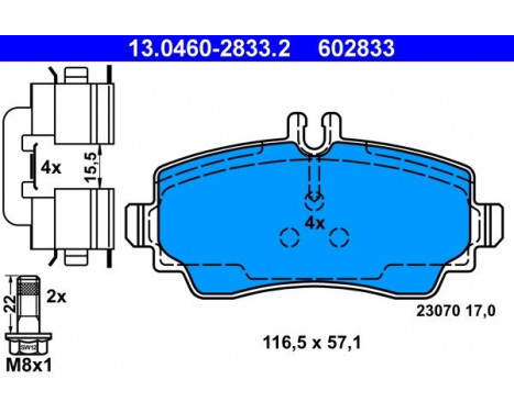 Kit de plaquettes de frein, frein à disque 13.0460-2833.2 ATE, Image 2