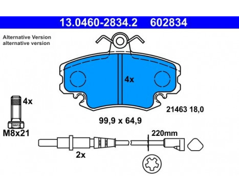 Kit de plaquettes de frein, frein à disque 13.0460-2834.2 ATE, Image 3