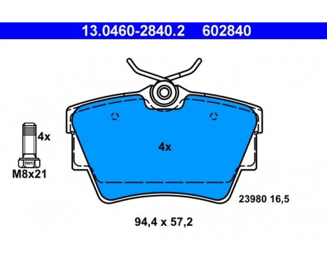 Kit de plaquettes de frein, frein à disque 13.0460-2840.2 ATE, Image 2