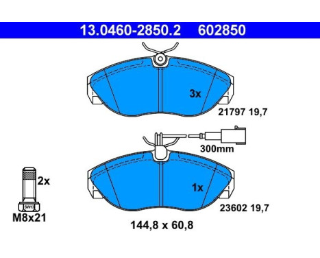 Kit de plaquettes de frein, frein à disque 13.0460-2850.2 ATE, Image 2