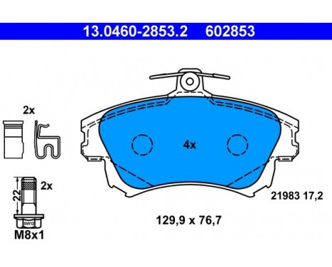 Kit de plaquettes de frein, frein à disque 13.0460-2853.2 ATE, Image 2