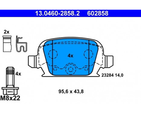 Kit de plaquettes de frein, frein à disque 13.0460-2858.2 ATE