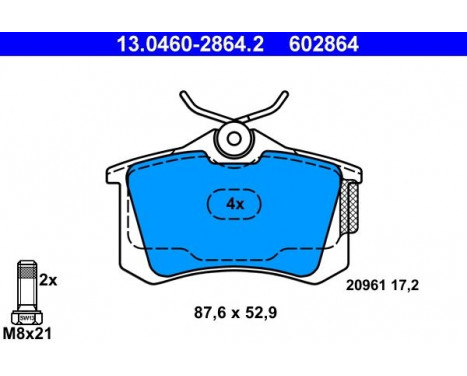 Kit de plaquettes de frein, frein à disque 13.0460-2864.2 ATE