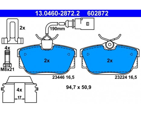 Kit de plaquettes de frein, frein à disque 13.0460-2872.2 ATE, Image 2