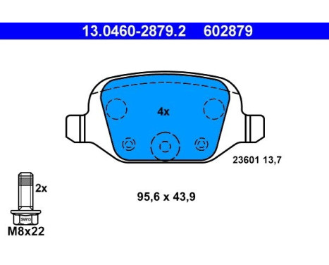 Kit de plaquettes de frein, frein à disque 13.0460-2879.2 ATE, Image 2