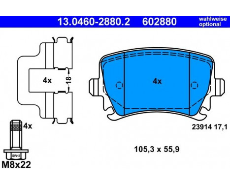 Kit de plaquettes de frein, frein à disque 13.0460-2880.2 ATE, Image 3