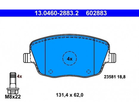 Kit de plaquettes de frein, frein à disque 13.0460-2883.2 ATE, Image 2