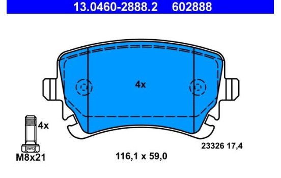 Kit de plaquettes de frein, frein à disque 13.0460-2888.2 ATE, Image 2