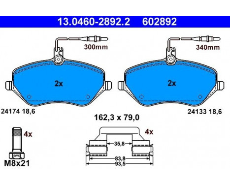 Kit de plaquettes de frein, frein à disque 13.0460-2892.2 ATE, Image 2