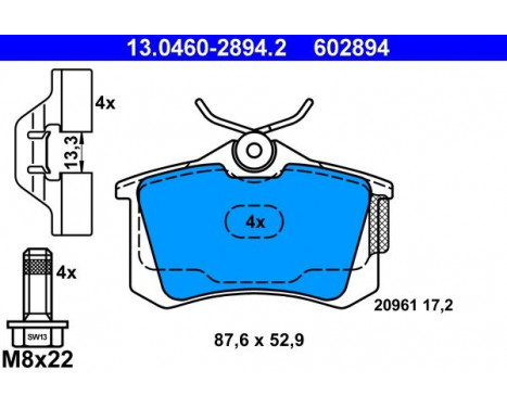 Kit de plaquettes de frein, frein à disque 13.0460-2894.2 ATE, Image 2