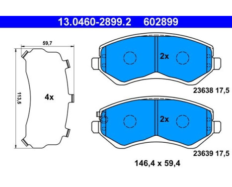 Kit de plaquettes de frein, frein à disque 13.0460-2899.2 ATE, Image 2