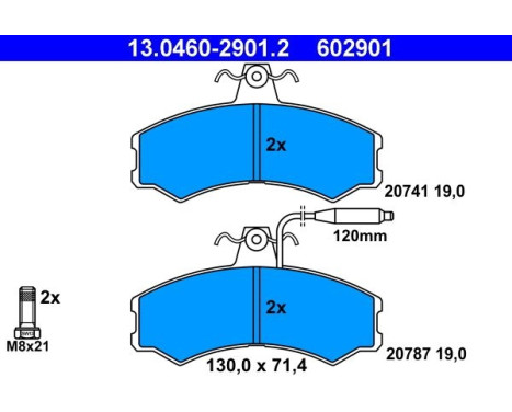 Kit de plaquettes de frein, frein à disque 13.0460-2901.2 ATE