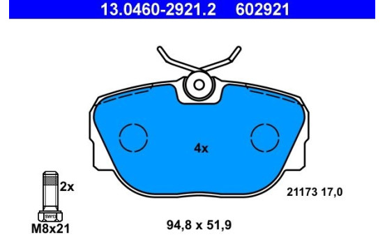 Kit de plaquettes de frein, frein à disque 13.0460-2921.2 ATE, Image 2