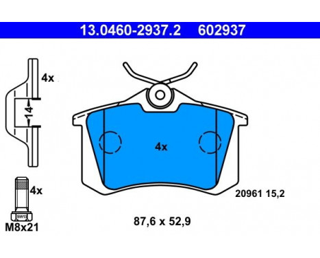 Kit de plaquettes de frein, frein à disque 13.0460-2937.2 ATE, Image 2