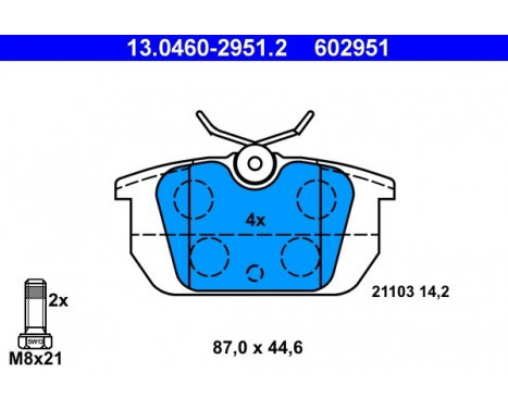 Kit de plaquettes de frein, frein à disque 13.0460-2951.2 ATE