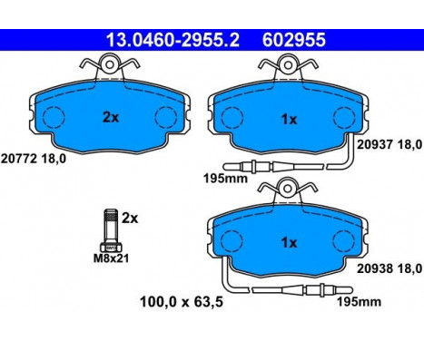 Kit de plaquettes de frein, frein à disque 13.0460-2955.2 ATE