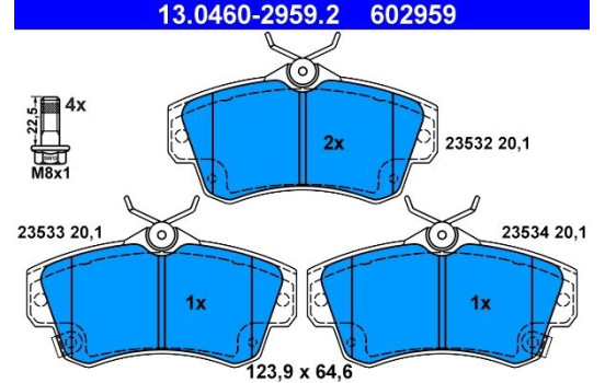 Kit de plaquettes de frein, frein à disque 13.0460-2959.2 ATE, Image 2