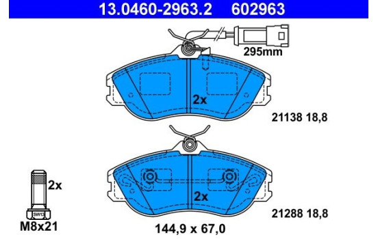 Kit de plaquettes de frein, frein à disque 13.0460-2963.2 ATE