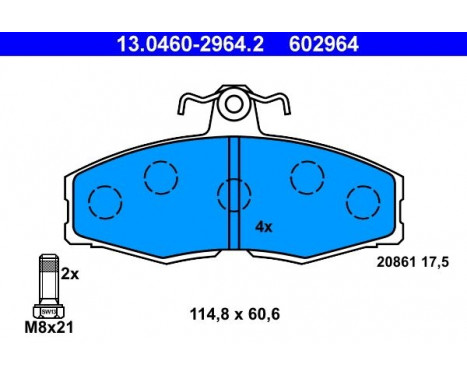 Kit de plaquettes de frein, frein à disque 13.0460-2964.2 ATE