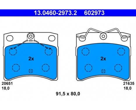 Kit de plaquettes de frein, frein à disque 13.0460-2973.2 ATE, Image 2