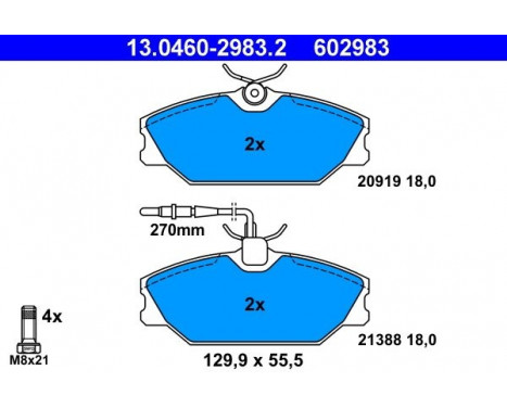 Kit de plaquettes de frein, frein à disque 13.0460-2983.2 ATE, Image 2