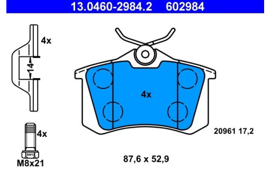 Kit de plaquettes de frein, frein à disque 13.0460-2984.2 ATE, Image 2