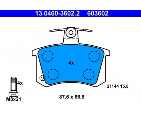 Kit de plaquettes de frein, frein à disque 13.0460-3602.2 ATE, Image 2