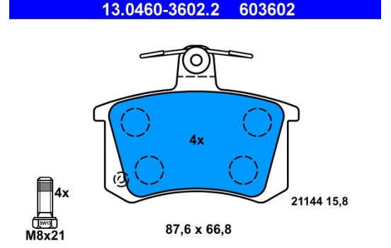 Kit de plaquettes de frein, frein à disque 13.0460-3602.2 ATE, Image 2