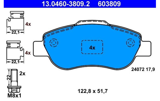 Kit de plaquettes de frein, frein à disque 13.0460-3809.2 ATE