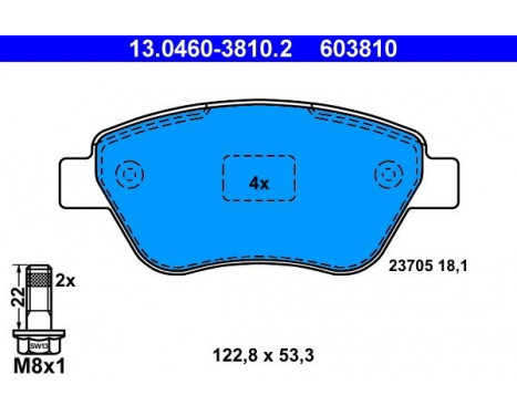 Kit de plaquettes de frein, frein à disque 13.0460-3810.2 ATE, Image 2