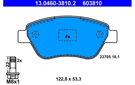 Kit de plaquettes de frein, frein à disque 13.0460-3810.2 ATE, Image 2