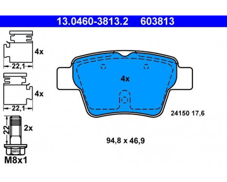 Kit de plaquettes de frein, frein à disque 13.0460-3813.2 ATE, Image 2