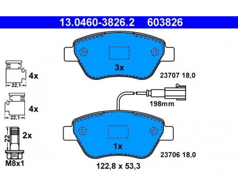 Kit de plaquettes de frein, frein à disque 13.0460-3826.2 ATE, Image 2