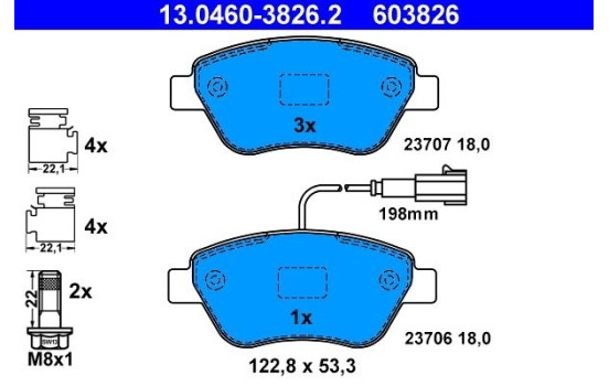 Kit de plaquettes de frein, frein à disque 13.0460-3826.2 ATE, Image 2