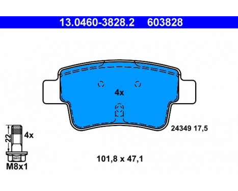 Kit de plaquettes de frein, frein à disque 13.0460-3828.2 ATE