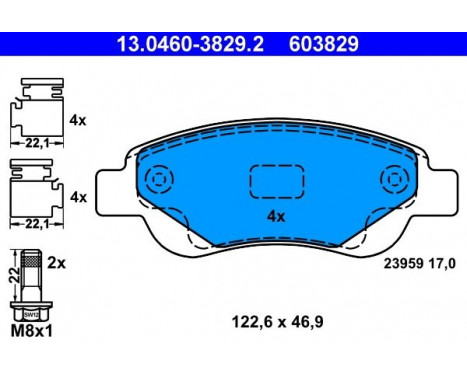 Kit de plaquettes de frein, frein à disque 13.0460-3829.2 ATE, Image 2