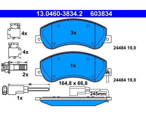 Kit de plaquettes de frein, frein à disque 13.0460-3834.2 ATE, Image 2