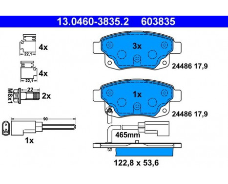 Kit de plaquettes de frein, frein à disque 13.0460-3835.2 ATE, Image 2