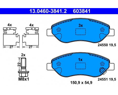 Kit de plaquettes de frein, frein à disque 13.0460-3841.2 ATE