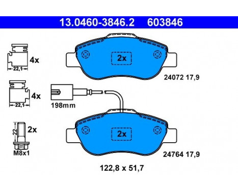 Kit de plaquettes de frein, frein à disque 13.0460-3846.2 ATE, Image 2