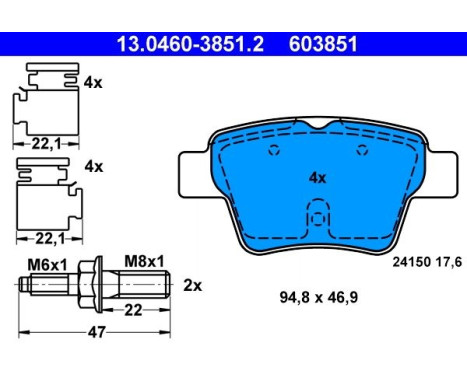 Kit de plaquettes de frein, frein à disque 13.0460-3851.2 ATE, Image 2