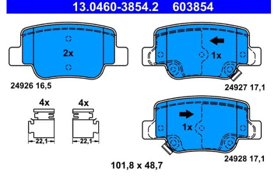 Kit de plaquettes de frein, frein à disque 13.0460-3854.2 ATE, Image 2