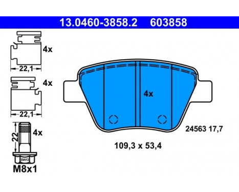 Kit de plaquettes de frein, frein à disque 13.0460-3858.2 ATE, Image 2