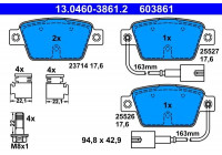 Kit de plaquettes de frein, frein à disque 13.0460-3861.2 ATE