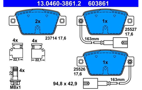Kit de plaquettes de frein, frein à disque 13.0460-3861.2 ATE