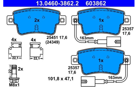 Kit de plaquettes de frein, frein à disque 13.0460-3862.2 ATE, Image 2