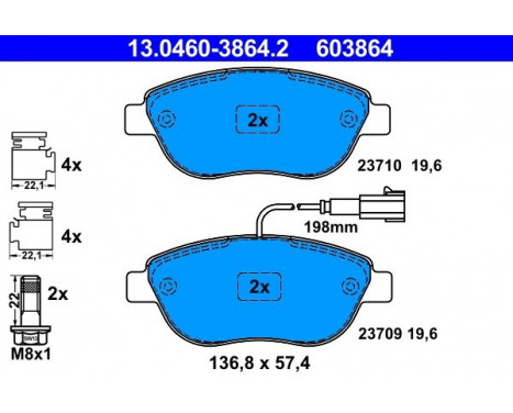 Kit de plaquettes de frein, frein à disque 13.0460-3864.2 ATE, Image 2