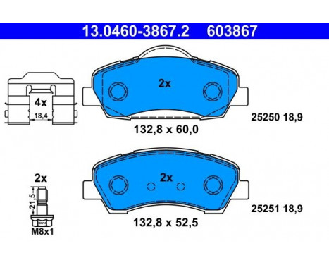 Kit de plaquettes de frein, frein à disque 13.0460-3867.2 ATE, Image 2